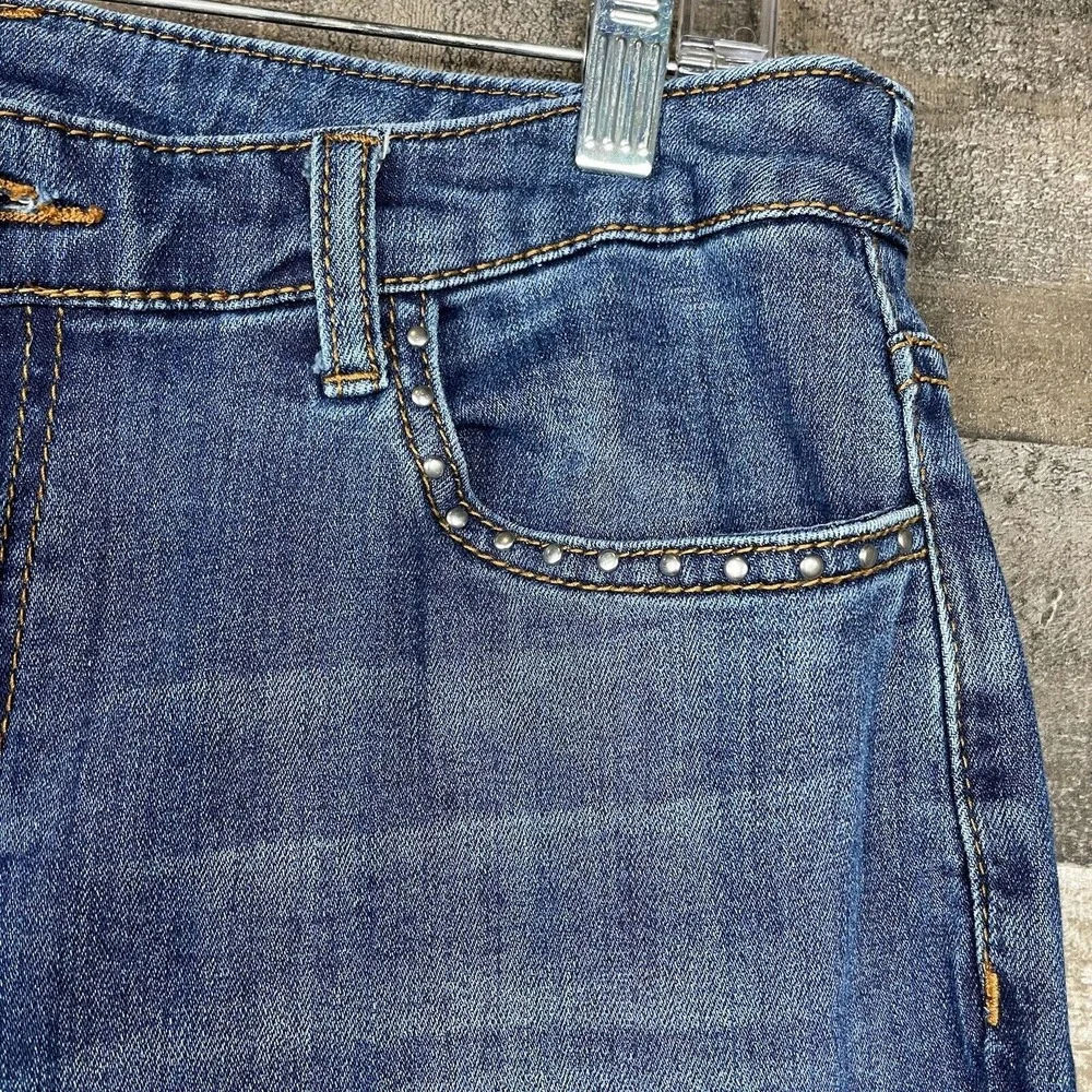 CHRISTOPHER and  BANKS Women's Jeans‎ Size 10 Blue Stretch Denim Bling Hem